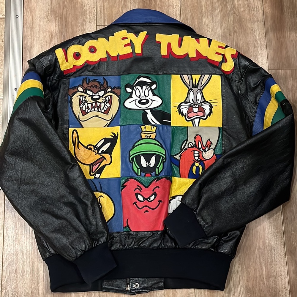 Rare 1997 Warner Bros Looney Tunes Leather Jacket (m)